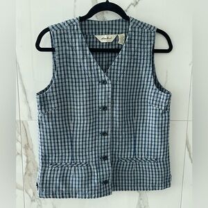NEW Vintage Eddie Bauer Shirt Womens Size M Blue Check 100% Linen Vest NWT Vtg